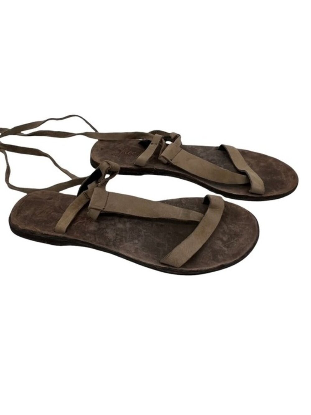 Free People Brown Suede Wrap Sandals Size 38